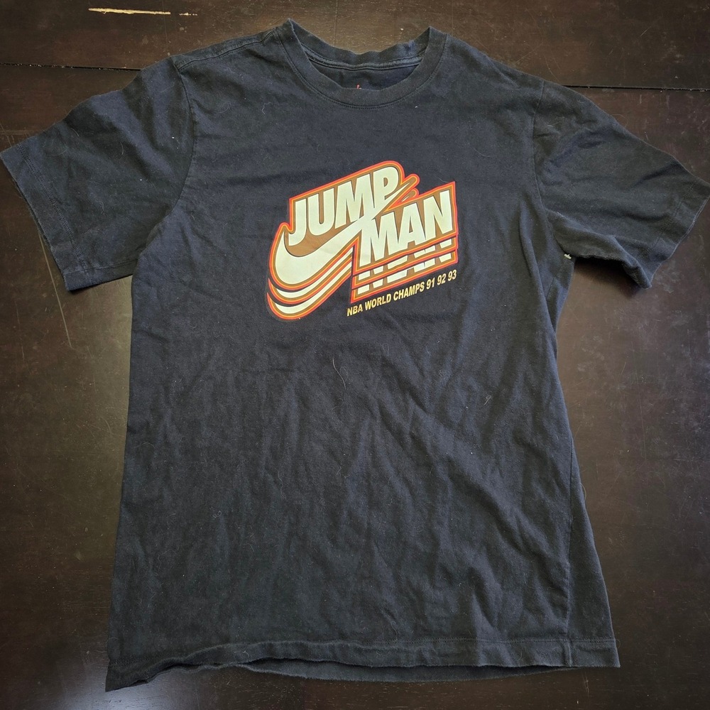 Jordan Jumpman NBA World Champs 91 92 93 Graphic T-Shirt Mens Black Short Sleeve